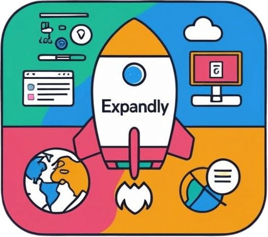 A collection of abstract doodle elements representing creativity and the genesis of ideas, symbolizing the inception of Expandly.